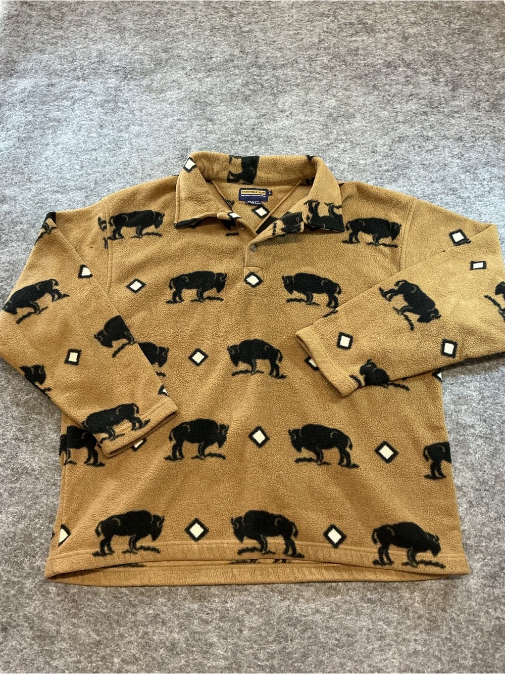 Panhandle Slim Men’s Brown Buffalo Fleece Pullover Shirt Size L